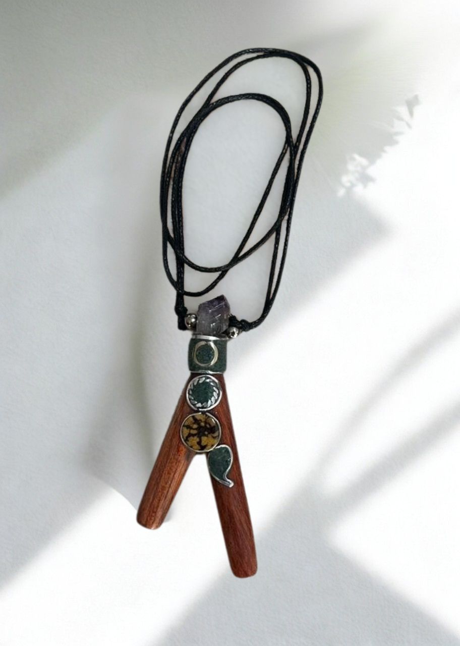 Kuripe peruano artesanal kundalini tribe - madera con cristales