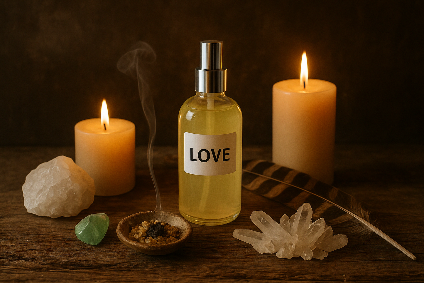 altar con Agua Florida cítrica artesanal Kundalini Tribe para rituales y fragancia ceremonial
