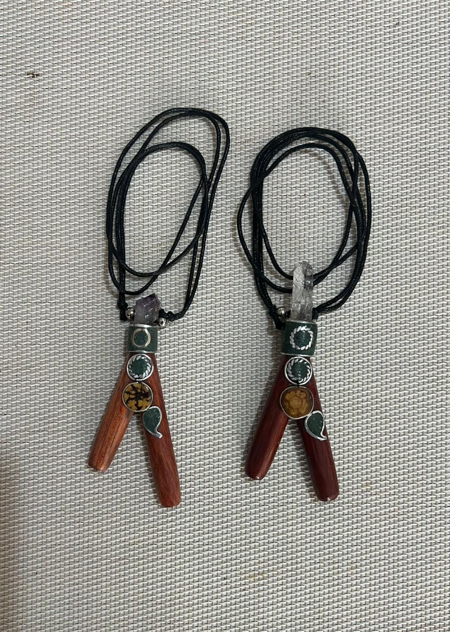 Kuripe peruano artesanal kundalini tribe - madera con cristales