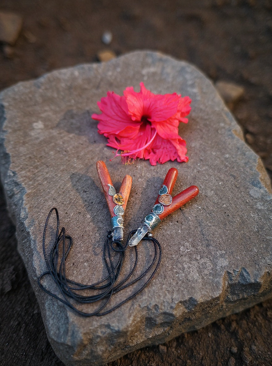 Kuripe peruano artesanal kundalini tribe - madera con cristales